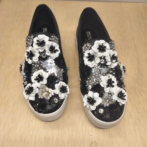 Michael Kors Trent Floral Sequined Slip-on Sneaker Size 5